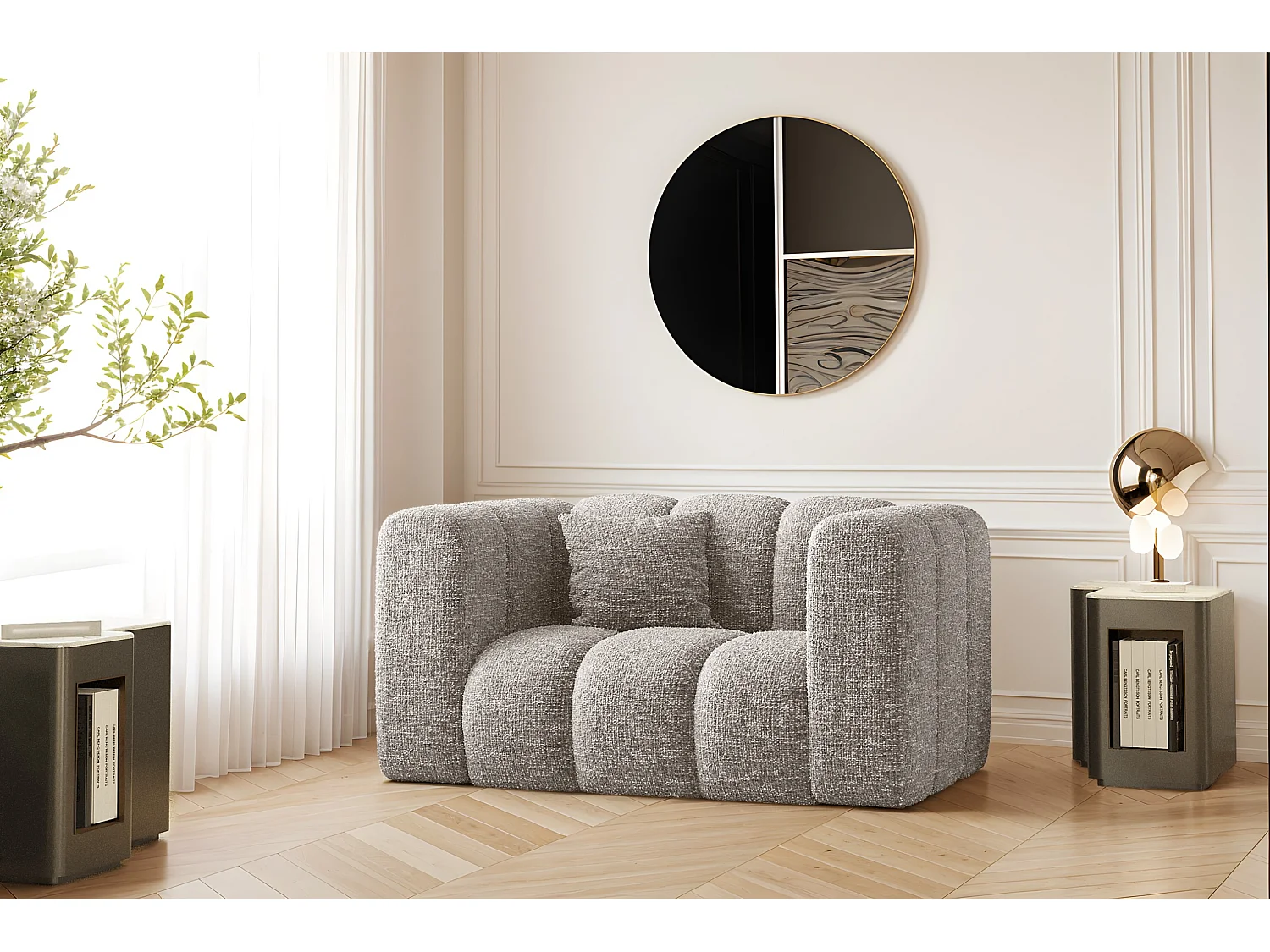 Fotel Grand, tkanina Haga, Jasnoszary 4166318 - obrazek 1