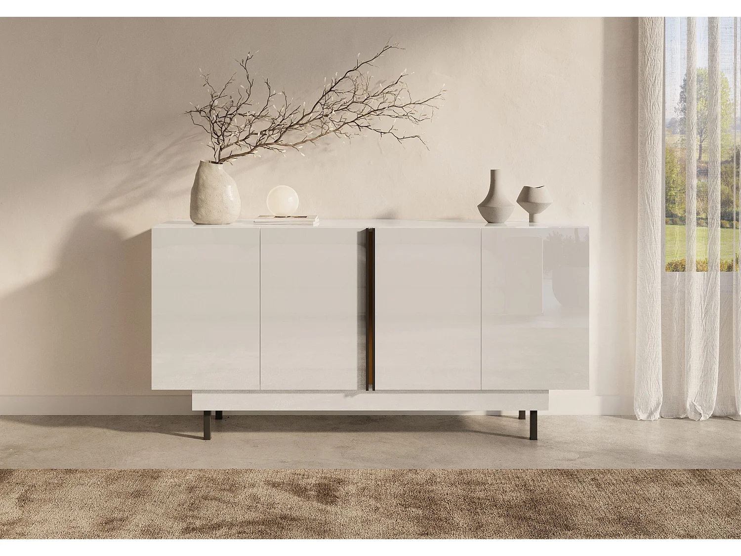 Elegancka biała komoda Dancan ARTEMISA ze złotymi dodatkami / szer. 163 cm 4171671 - obrazek 1