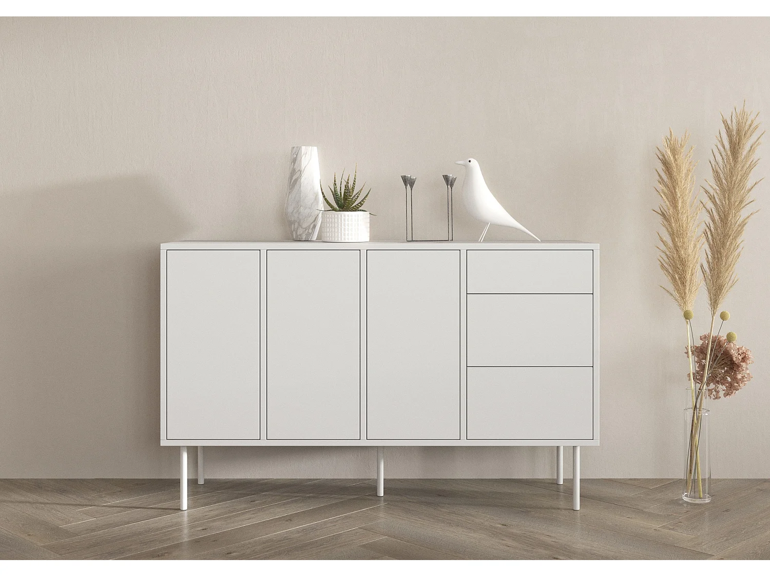 Biała nowoczesna komoda Dancan MIRKA / szer. 130 cm 2741721 - obrazek 1