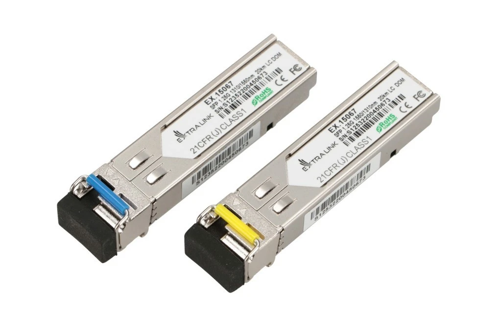 Moduł SFP WDM 1,25Gbps, 1310/1550nm, single mode, 20km, LC, DOM, para, dedykowane dla HP/Aruba Extralink SFP 1.25G - obrazek 1