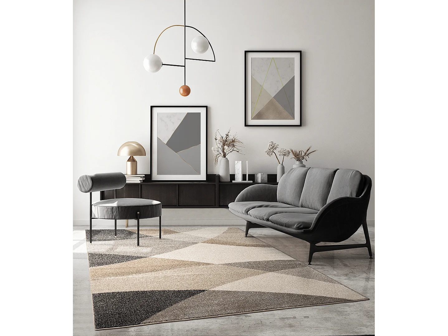 Dywan Pearl Nowoczesny Salon Krój konturowy, Beżowy, 160 x 220 cm 4129360 - obrazek 1