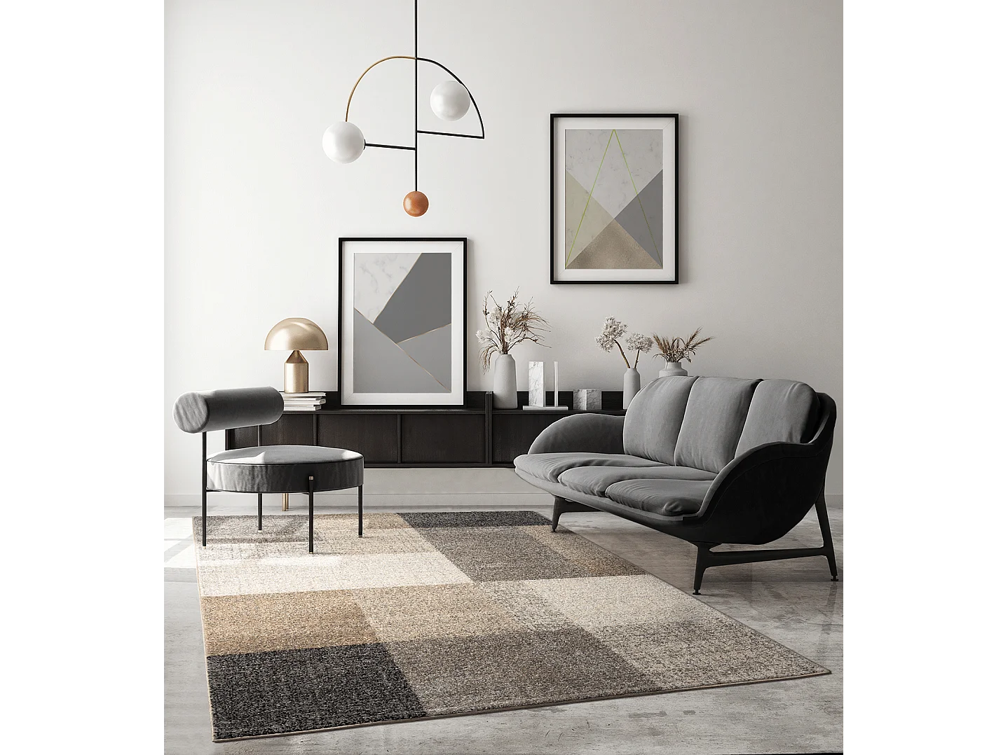 Dywan Pearl Nowoczesny Salon Geometryczny, Beżowy, 80 x 140 cm 4129367 - obrazek 1
