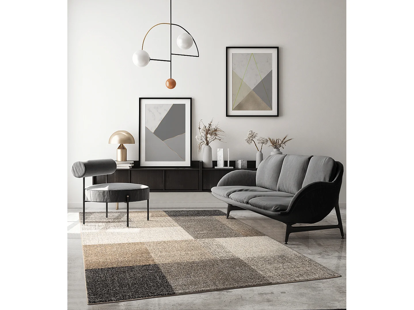 Dywan Pearl Nowoczesny Salon Geometryczny, Beżowy, 140 x 200 cm 4129371 - obrazek 1