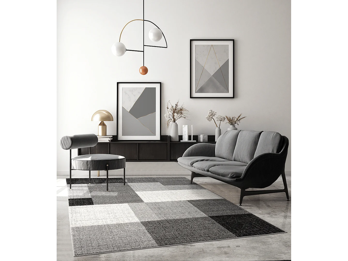 Dywan Pearl Nowoczesny Salon Geometryczny, Szary, 240 x 330 cm 4129376 - obrazek 1