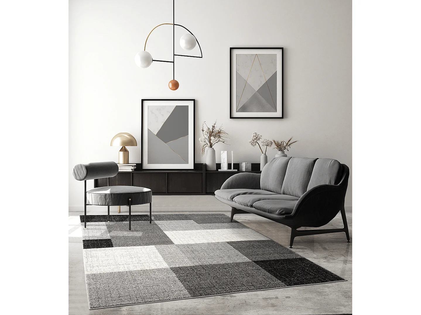 Dywan Pearl Nowoczesny Salon Geometryczny, Szary, 120 x 160 cm 4129380 - obrazek 1