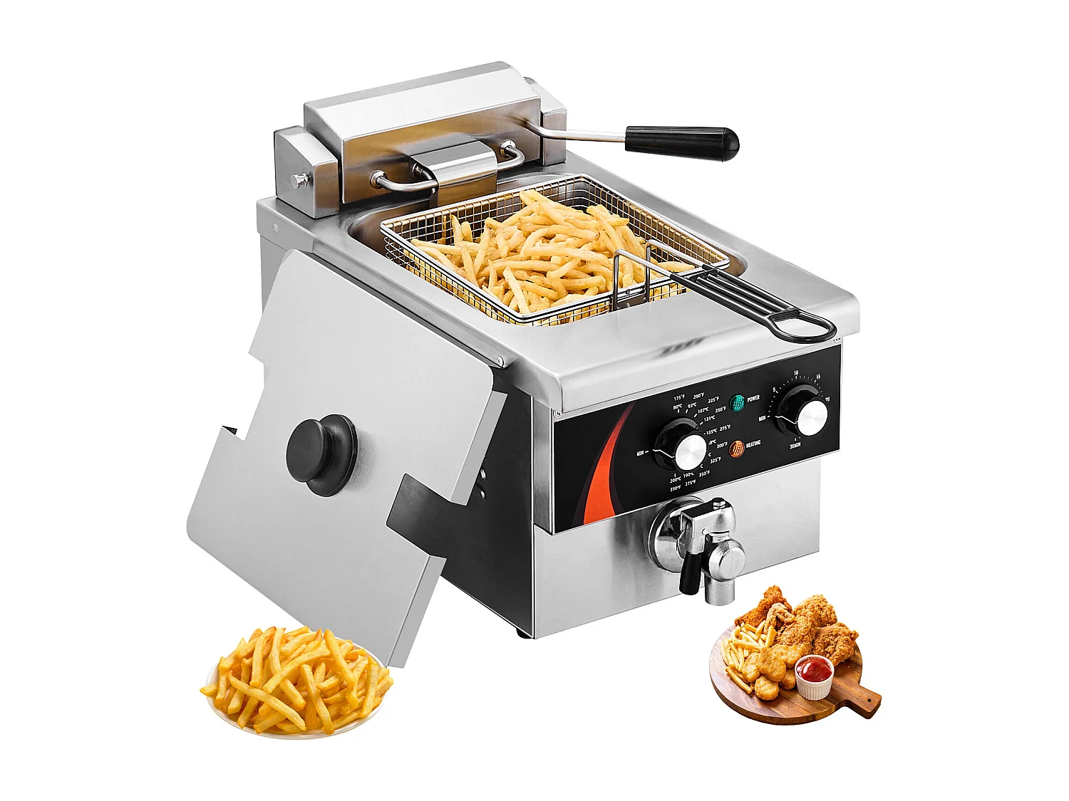 Frytownica SucceBuy Komercyjna Blatu 8,5 L 1750 W, Zaprojektowana do Intensywnego Użytku w Lokalach Fast Food 4227102 - obrazek 1