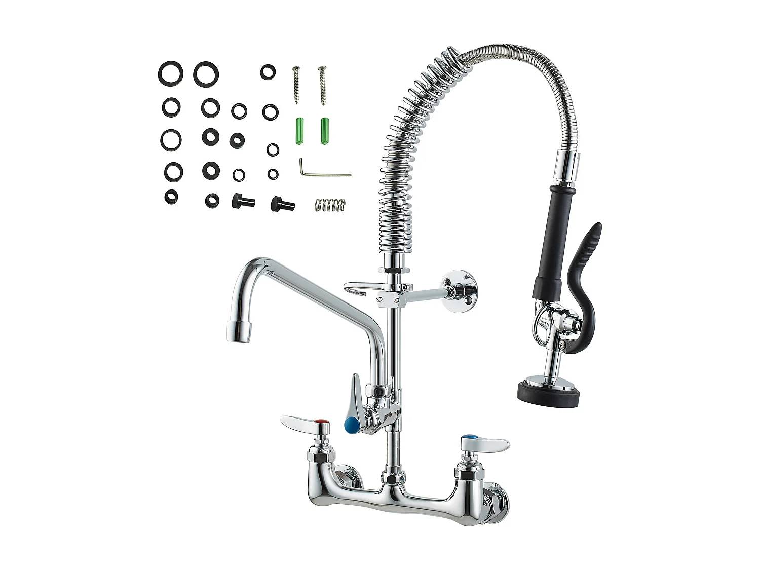 Bateria Kuchenna, SucceBuy Komercyjna Bateria Ścienna – Ze Spryskiwaczem do Płukania, 53.3 cm 4258895
