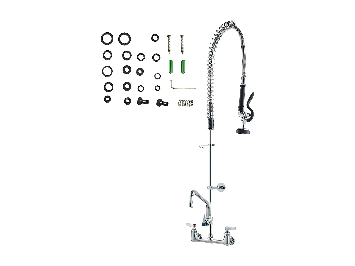 Bateria Kuchenna, SucceBuy Komercyjna Bateria Ścienna – Ze Spryskiwaczem do Płukania, 111.8 cm 4258902