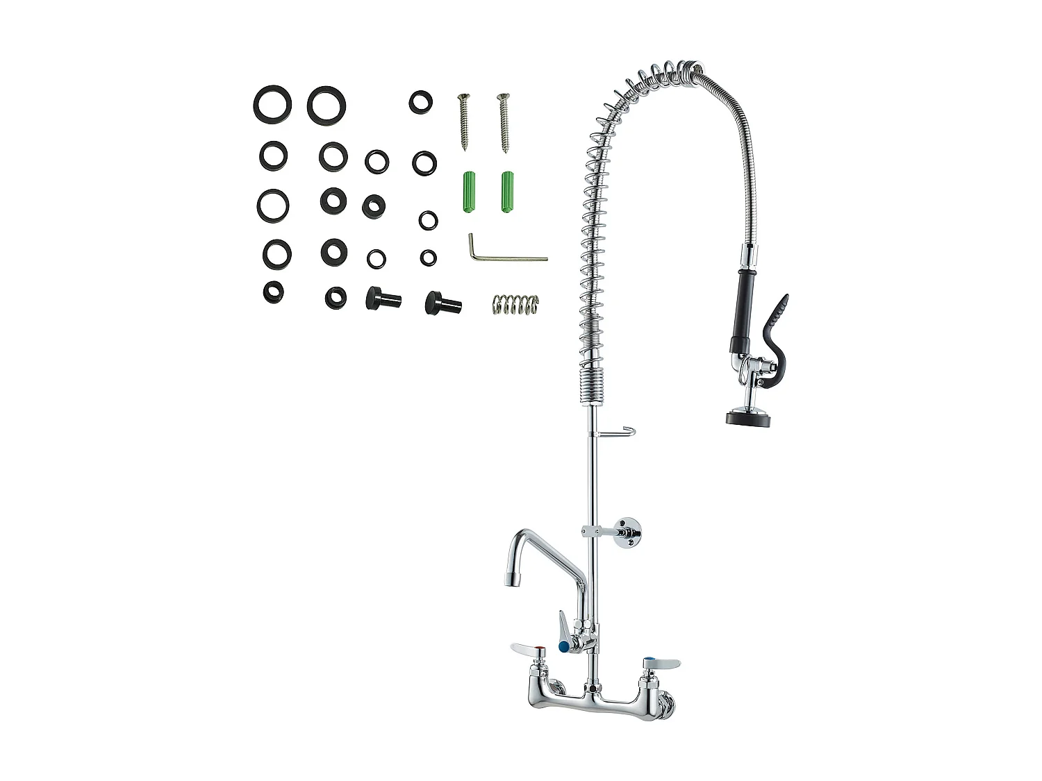 Bateria Kuchenna, SucceBuy Komercyjna Bateria Ścienna do Zlewu Kuchennego – Ze Spryskiwaczem do Wstępnego Płukania, 91 cm 4259590