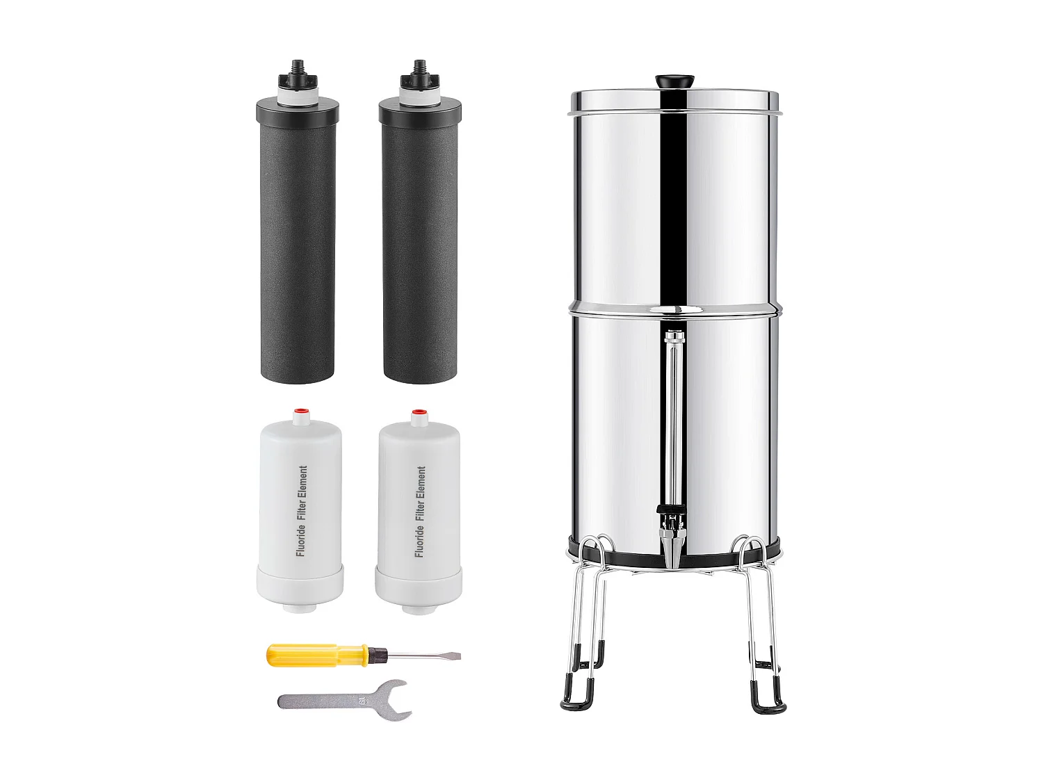 Filtr Wody Napędzany Przez Grawitację SucceBuy, System Filtracji Wody Przez Grawitację 7,5 L, 4 Filtra, z Stali Nierdzewnej 4340386