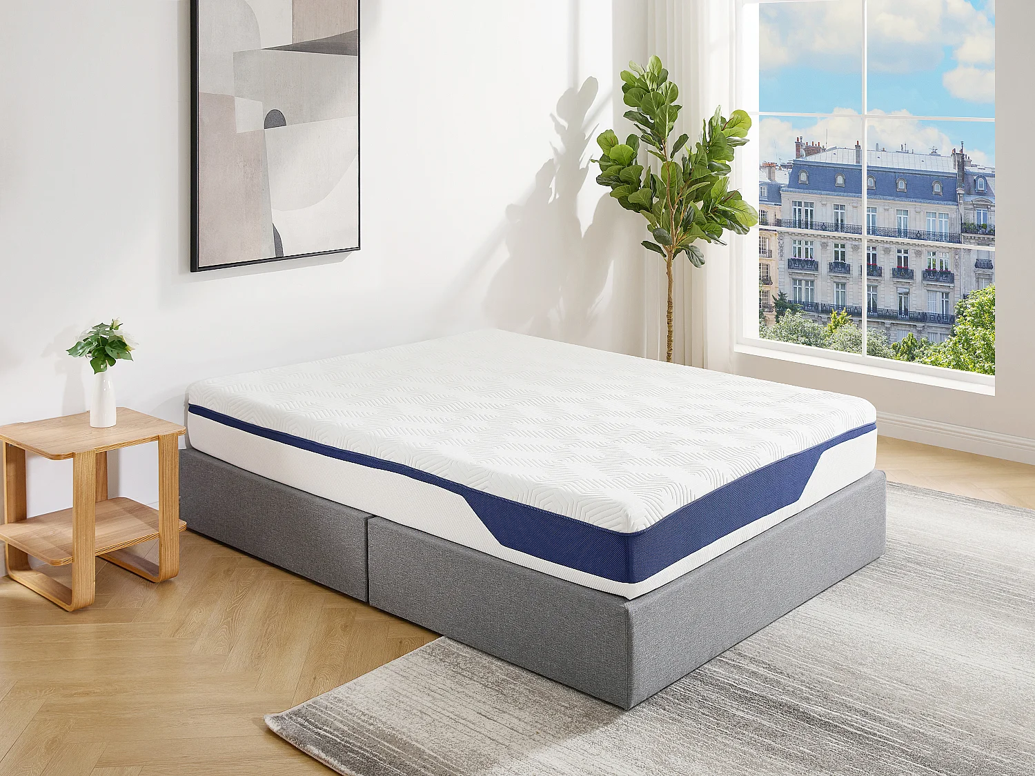Materac 160 x 200 cm z pianki HD 7 stref i zdejmowana warstwa żelowa z pamięcią kształtu gr. 22 cm – FAGANI od YSMÉE 3782432