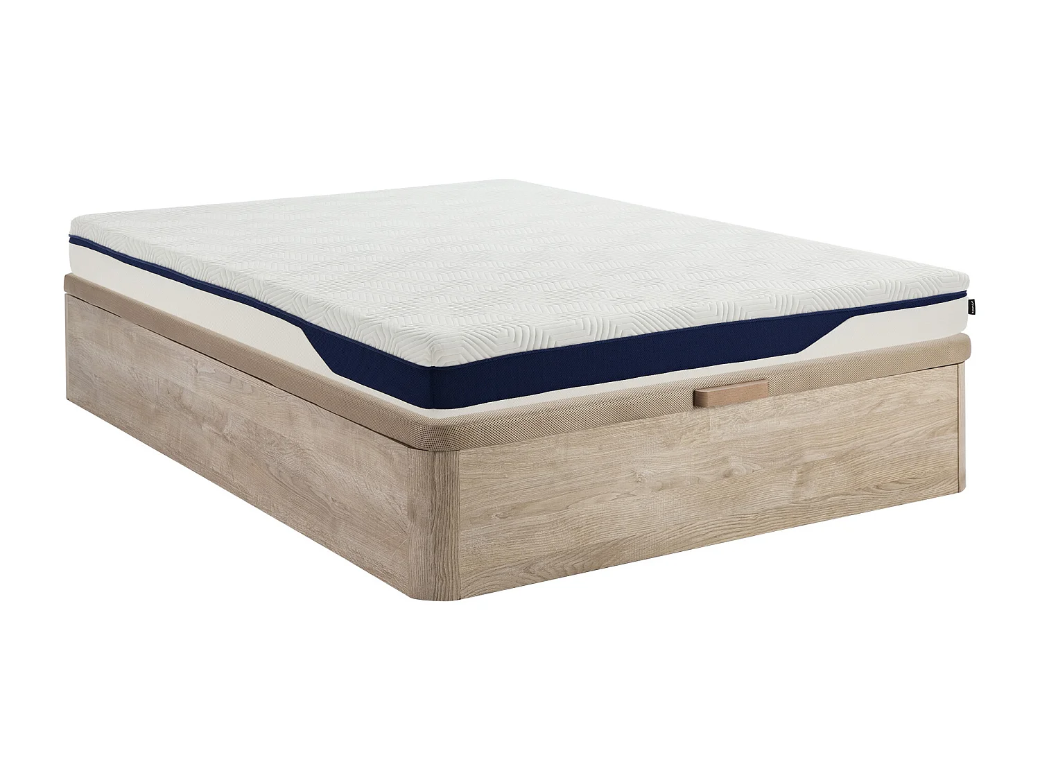 Zestaw 140 x 190 cm skrzynia z jasnego naturalnego drewna + materac z pianki HD 7 stref i zdejmowana warstwa żelowa z pamięcią kształtu gr. 22 cm- FAGANI marki YSMÉE 4385837 - obrazek 1