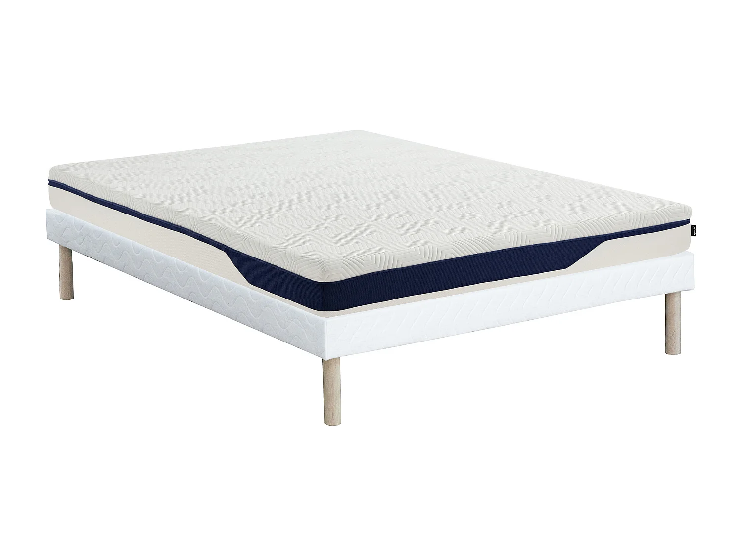 Zestaw 140 x 190 cm stelaż tapicerski + materac piankowy HD 7 stref i i zdejmowana warstwa żelowa z pamięcią kształtu gr. 22 cm – FAGANI od YSMÉE 4385843