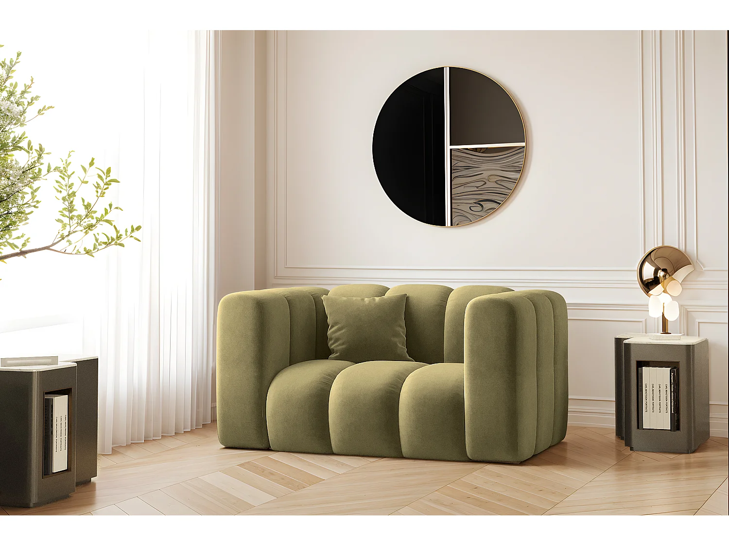 Fotel Grand, tkanina Salvador, Oliwkowy 4166316 - obrazek 1
