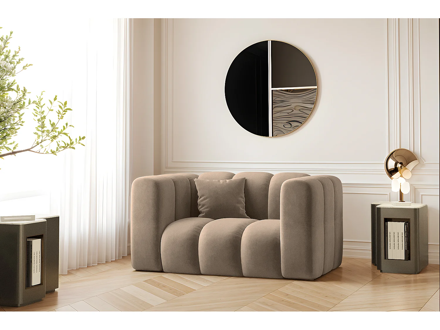 Fotel Grand, tkanina Salvador, Ciemnobeżowy 4166312 - obrazek 1