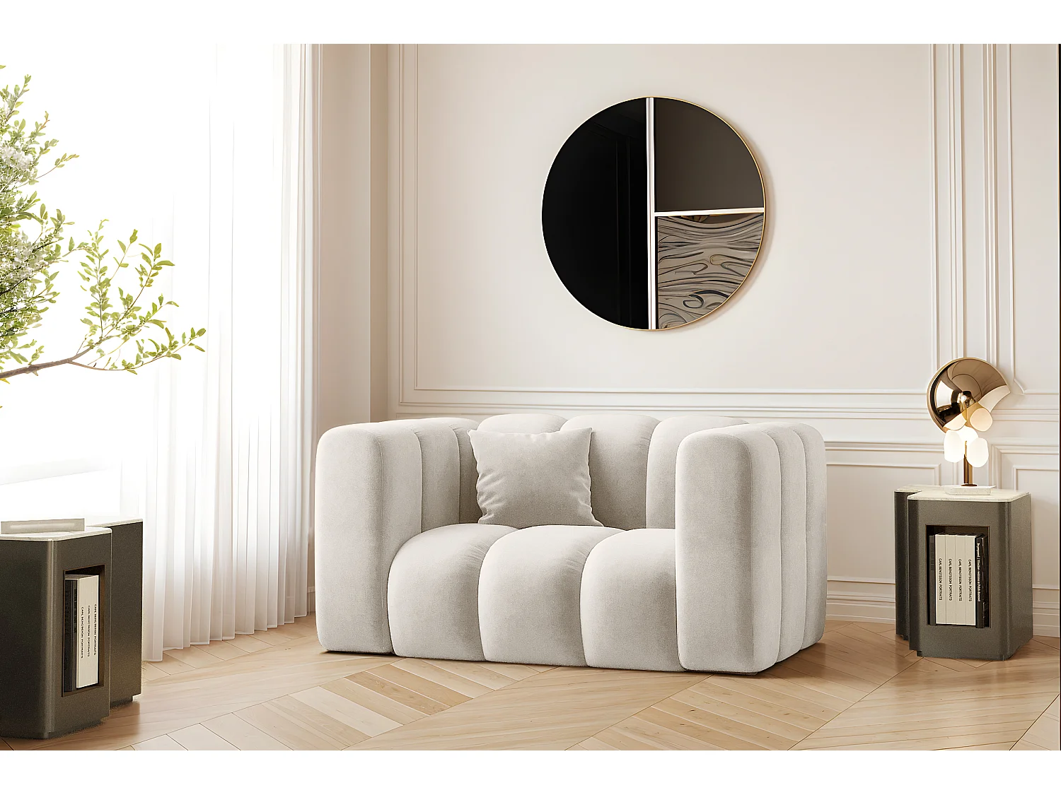 Fotel Grand, tkanina Salvador, Jasnoszary 4166324 - obrazek 1