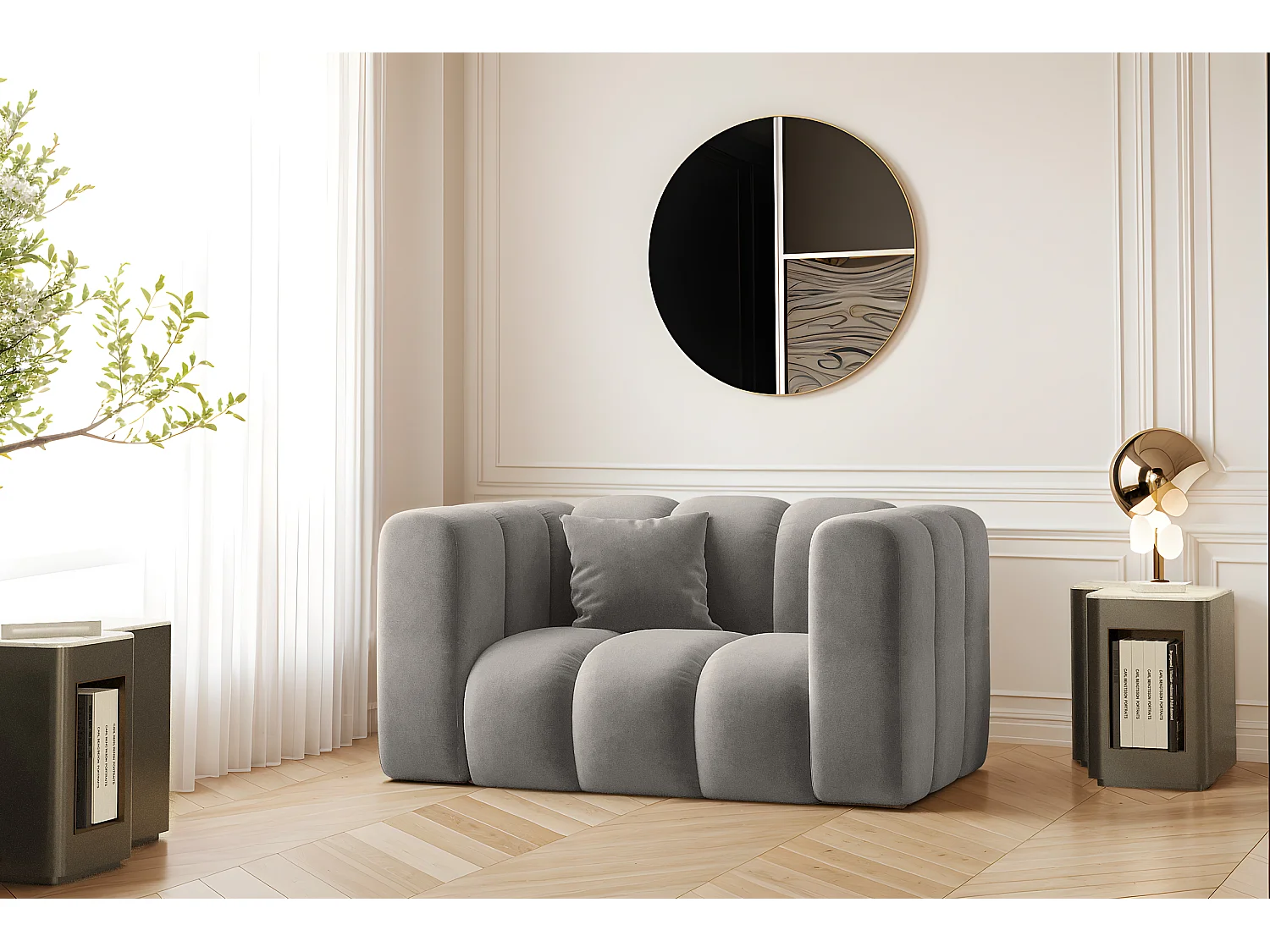 Fotel Grand, tkanina Salvador, Szary 4166321 - obrazek 1