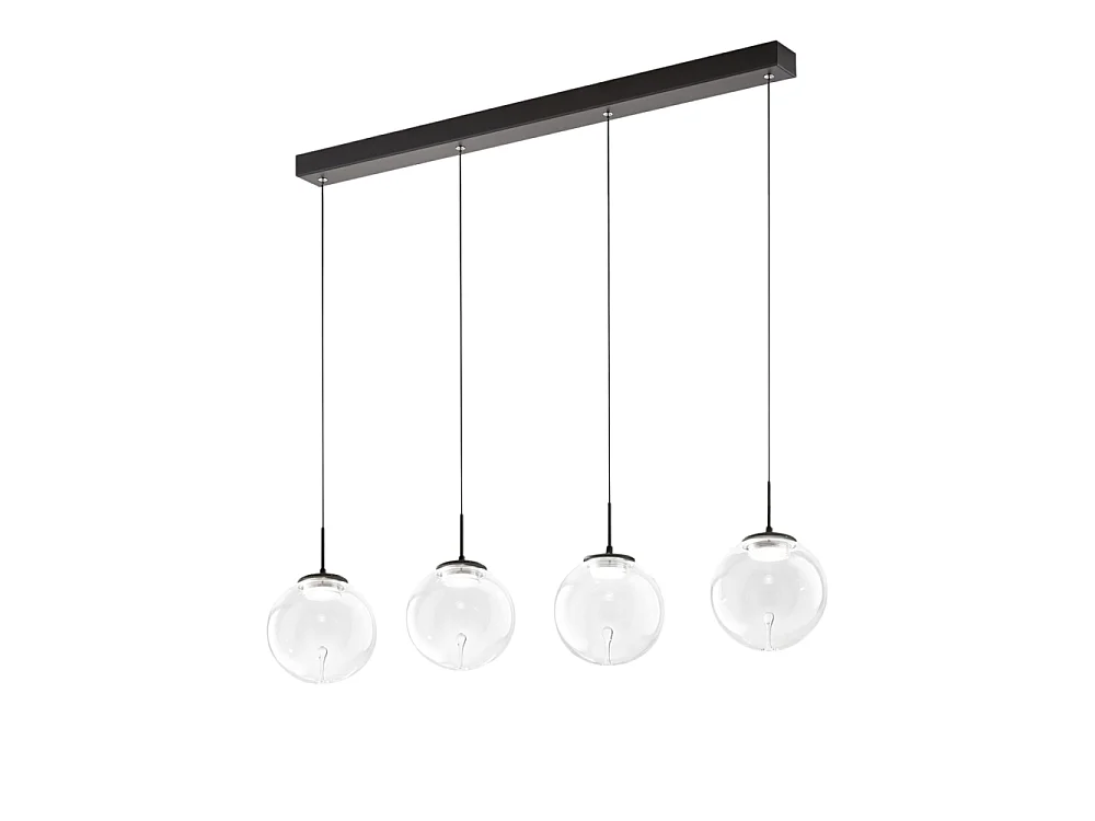 Ariel – Lampa wisząca Fabas Luce 4-punktowa – 28W ściemnialna dioda LED – Przezroczysta kula 4540009