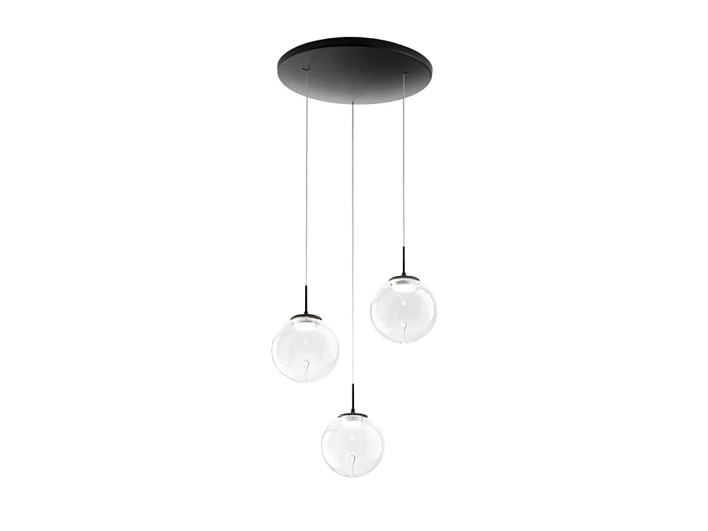 Ariel – Fabas Luce 3-lampowa okrągła lampa wisząca – 21W ściemnialna dioda LED – Przezroczysta okrągła rozeta sufitowa śr. 35 cm 4540015
