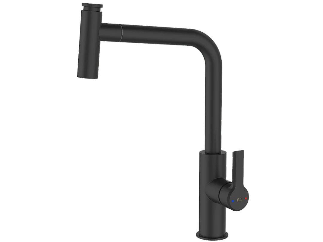 Essemano bateria zlewozmywakowa z wyciąganą wylewką, czarna - Essebagno 4570835 - obrazek 1