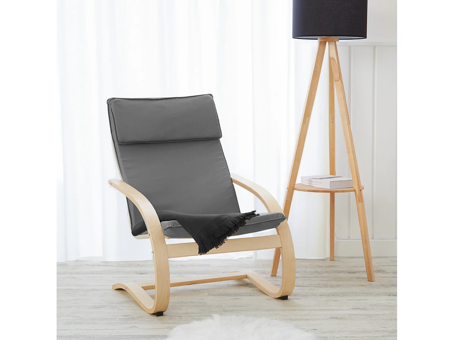 Fotel rozkładany 66,5x93x61,5 cm Szary Eames 4628228 - obrazek 1