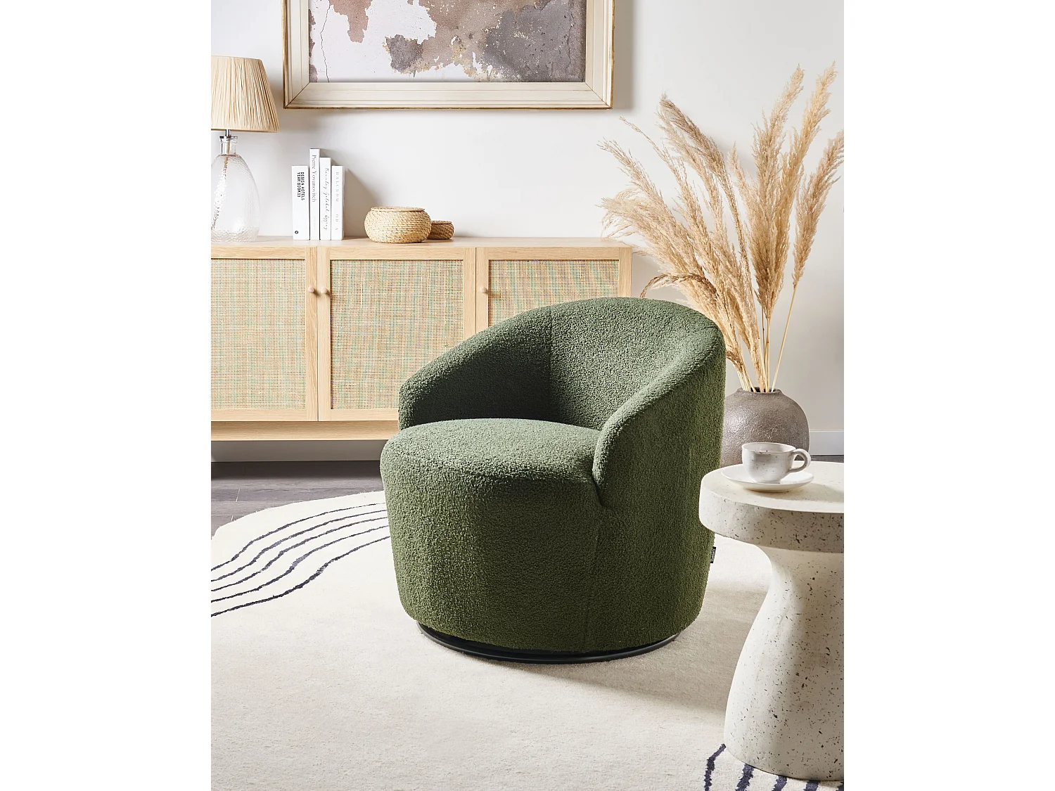 Fotel obrotowy DAVIK Boucle Ciemnozielony 3768569 - obrazek 1