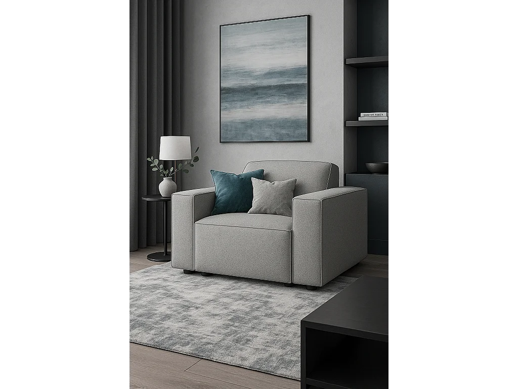 Fotel modułowy Cursal – 124 x 102 x 70 cm,jasno szary Raven 6, nowoczesny design 4630337 - obrazek 1