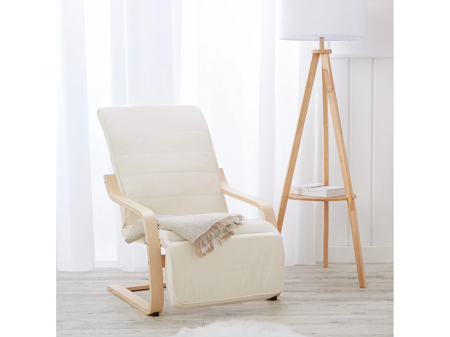 Fotel rozkładany 66,5x94x62,5 cm naturalny Eames 4631216 - obrazek 1