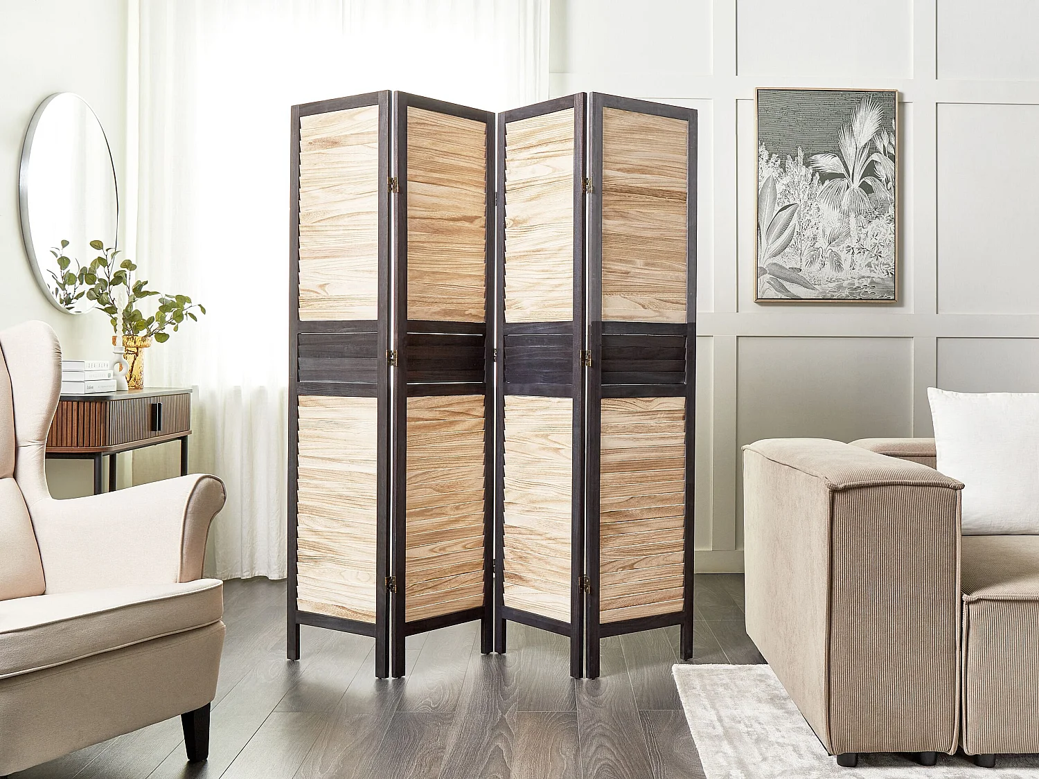 4-panelowy parawan pokojowy BRENNERBAD Brązowy/ czarny 164 cm 170 cm 1764963