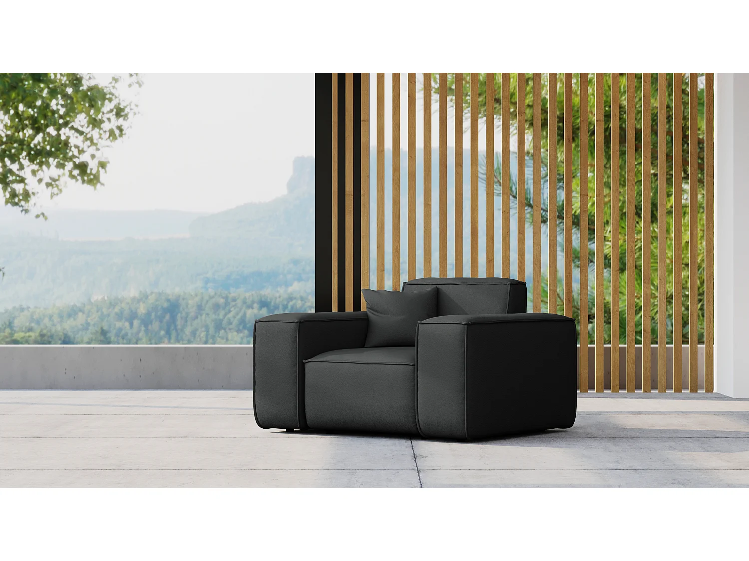 Fotel ogrodowy MALIBU, tkanina Odyssey, Czarny 4641831 - obrazek 1