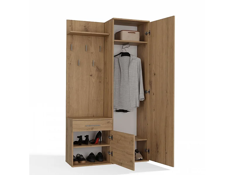Garderoba Duo |Artisan | 100x35x180 cm | Szafa, Lustro, Wieszak, Szuflada, Szafka 4044367