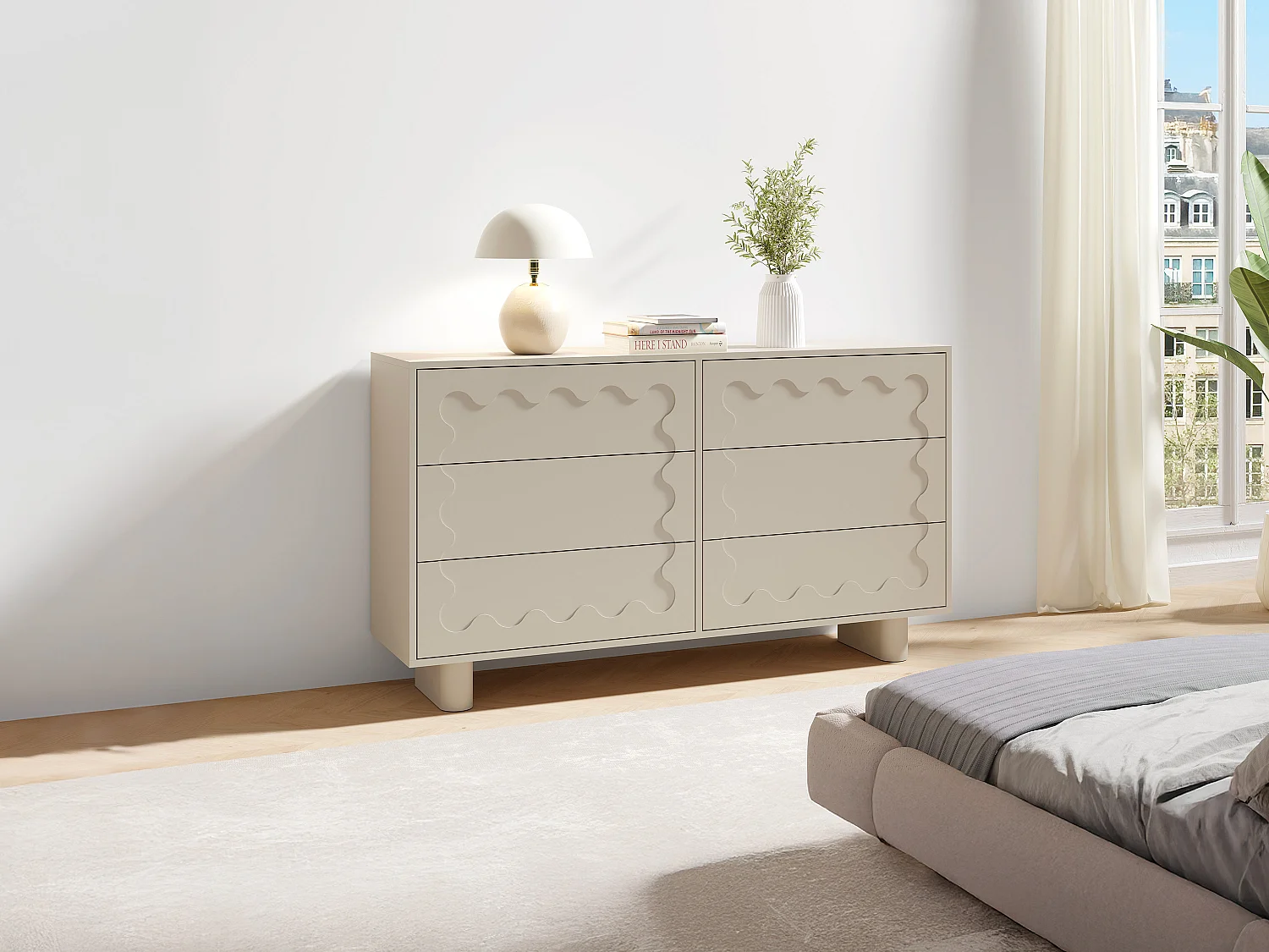 Komoda 6 szuflad – MDF – Beżowa – ANEZA 4348135 - obrazek 1