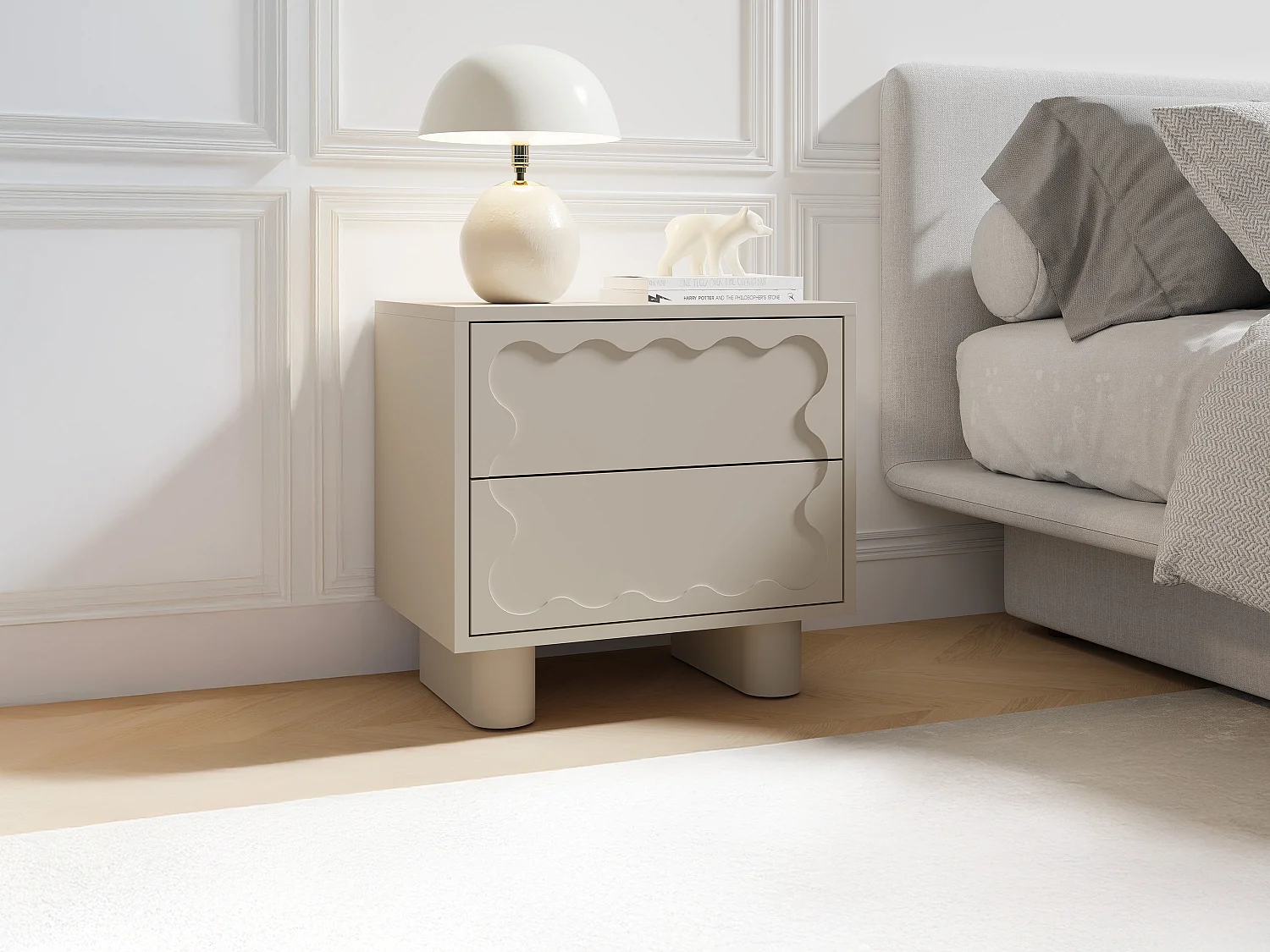 Zestaw 2 stolików nocnych - 2 szuflady - MDF - Beż - ANEZA 4348139 - obrazek 1
