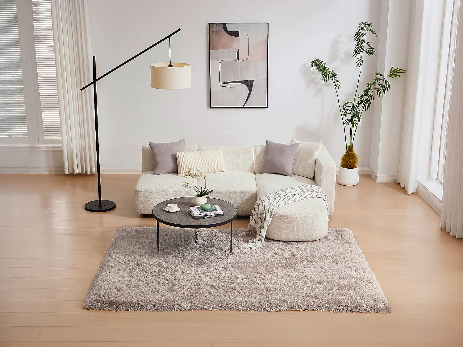 Dywan shaggy z długim włosiem - 160 x 230 cm - Taupe - ARDELA 3986750 - obrazek 1