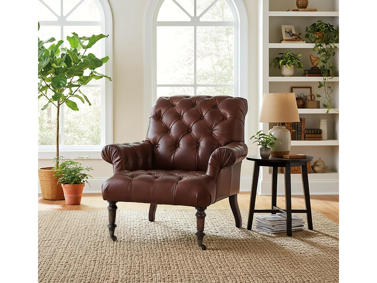 Fotel skórzany 92 cm w stylu klasycznym - 94x92x99 4725491 - obrazek 1