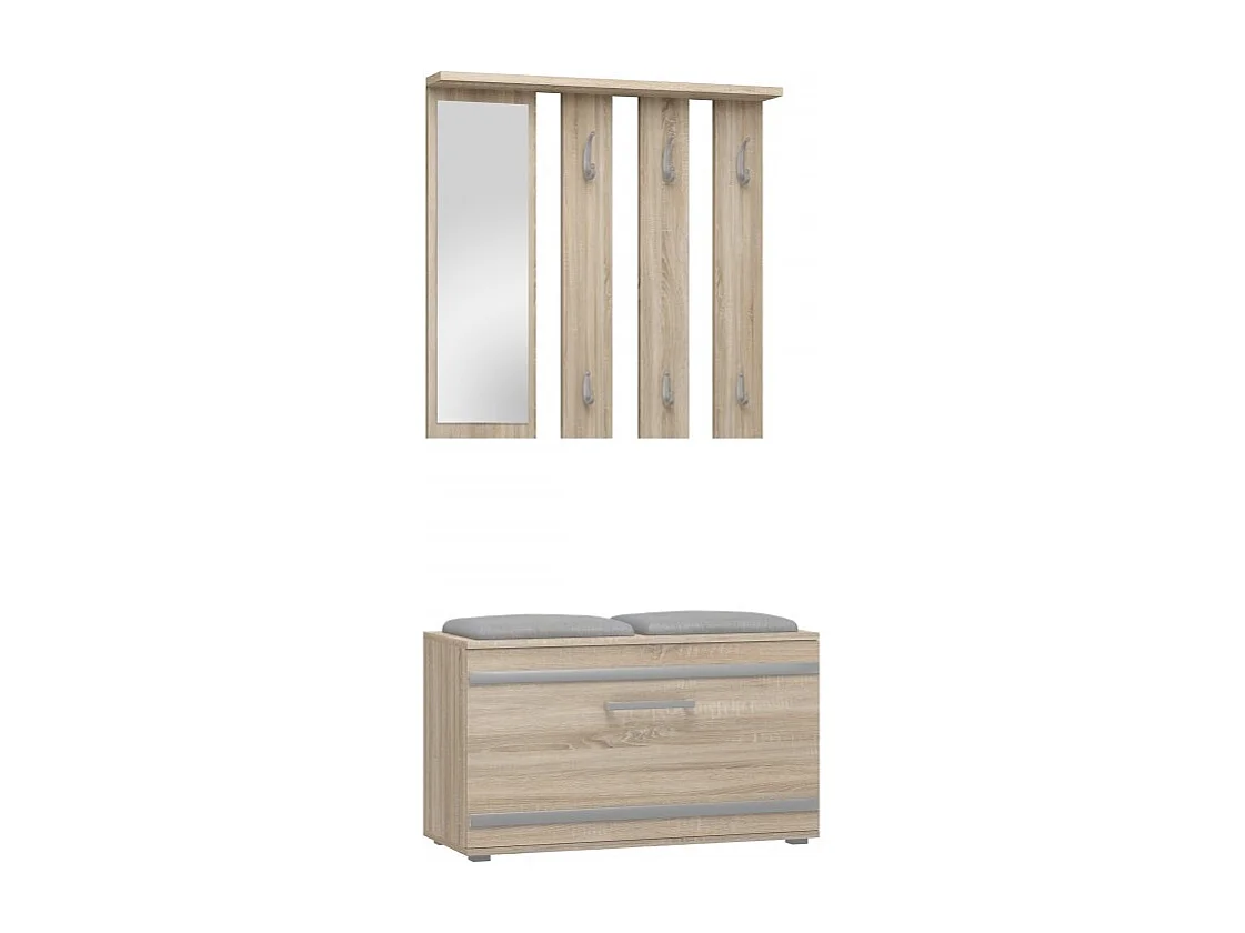 Garderoba Opal | Dąb Sonoma | 85x35x180 | Wieszak + Lustro + Szafka 4044372 - obrazek 1
