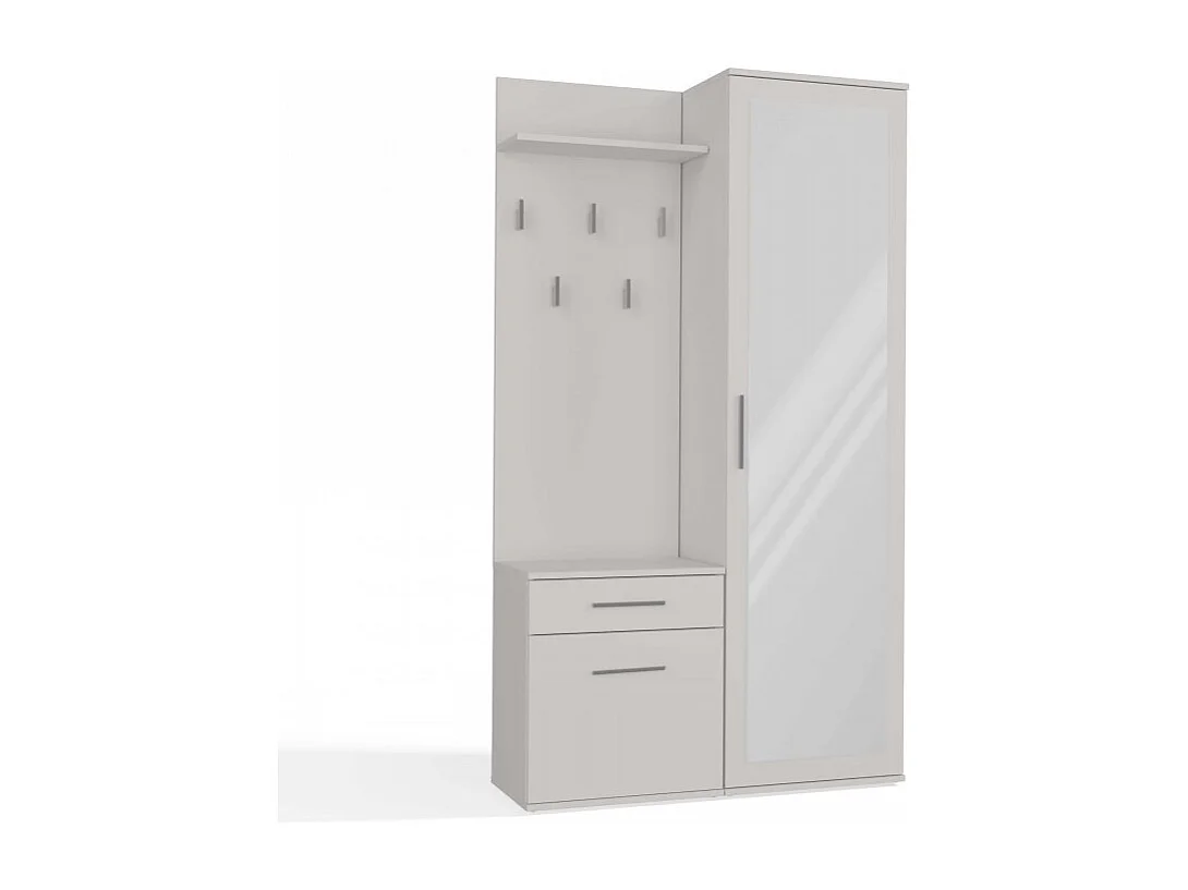 Garderoba Duo | Biała | 100x35x180 cm |Szafa, Lustro, Wieszak, Szuflada, Szafka 4044366