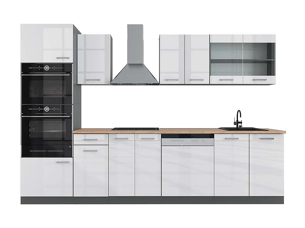 Aneks kuchenny biały wysoki połysk/antracyt 300x60x81.6 r-line 4779489 - obrazek 1