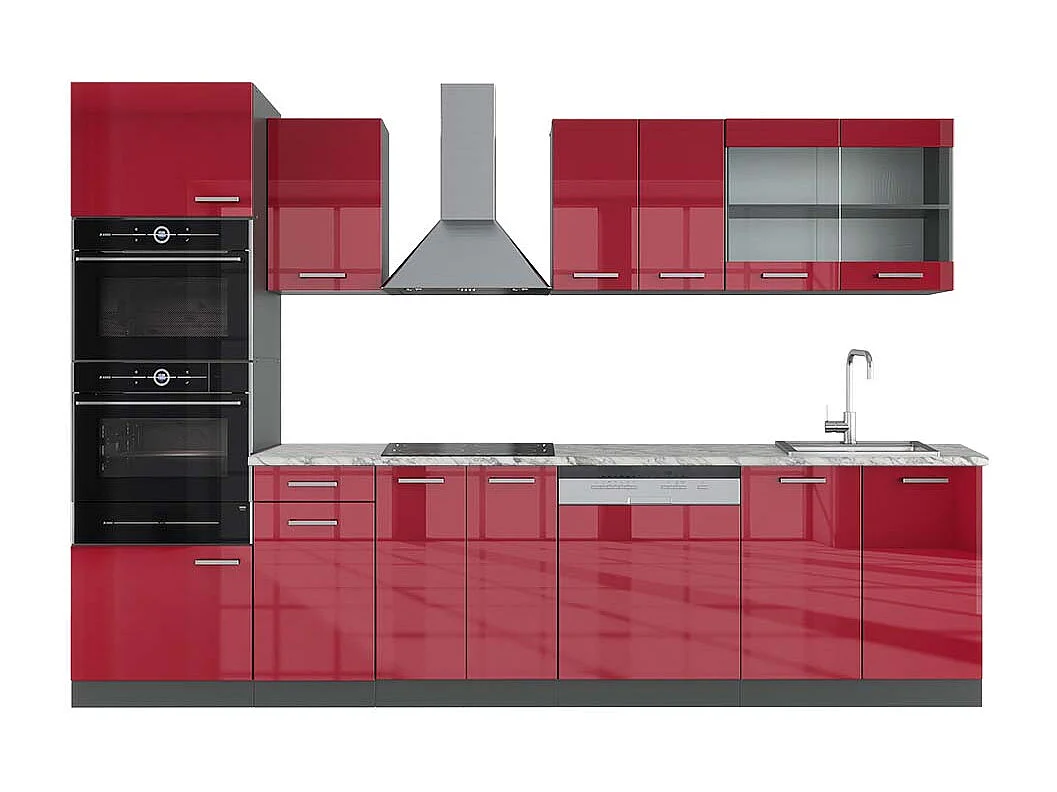 Aneks kuchenny czerwony wysoki połysk/antracyt 300x60x81.6 r-line 4779549 - obrazek 1