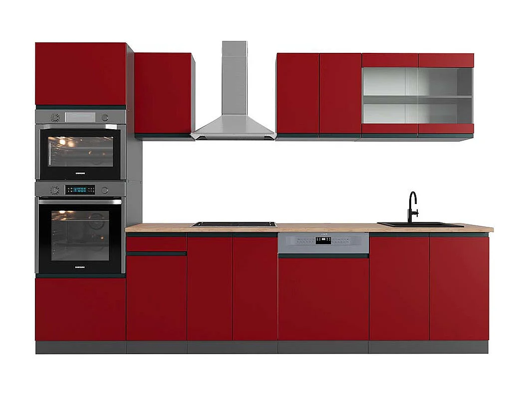 Aneks kuchenny czerwony/antracyt 300x60x81.6 r-line 4780164 - obrazek 1