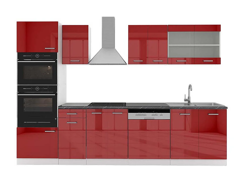 Aneks kuchenny czerwony wysoki połysk/biały 300x60x81.6 r-line 4780176 - obrazek 1