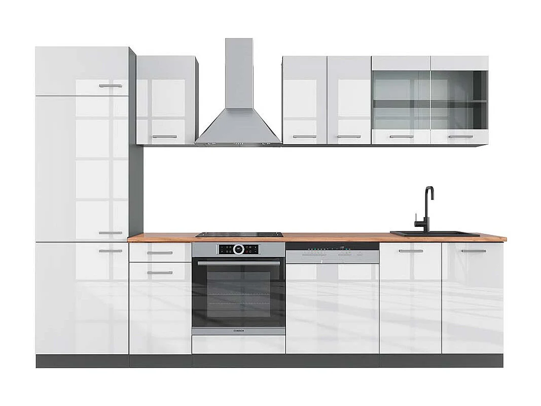 Aneks kuchenny biały wysoki połysk/antracyt 300x60x81.6 r-line 4780249 - obrazek 1