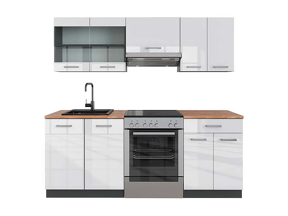 Aneks kuchenny biały wysoki połysk/antracyt 200x60x81.6 r-line 4780700 - obrazek 1