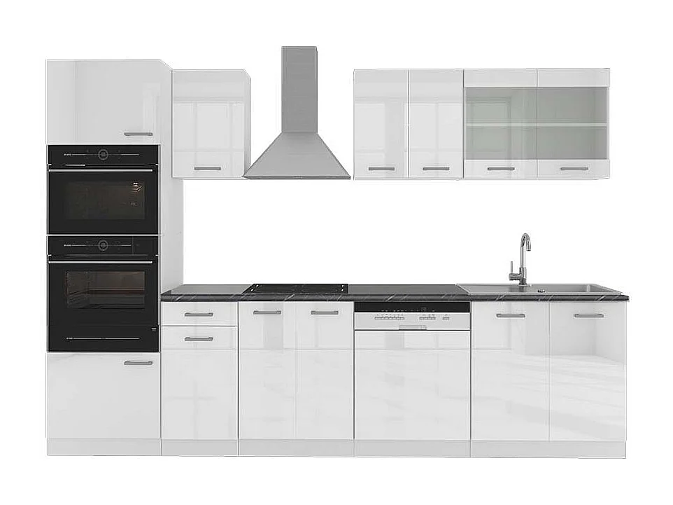 Aneks kuchenny biały wysoki połysk/biały 300x60x81.6 r-line 4780769 - obrazek 1