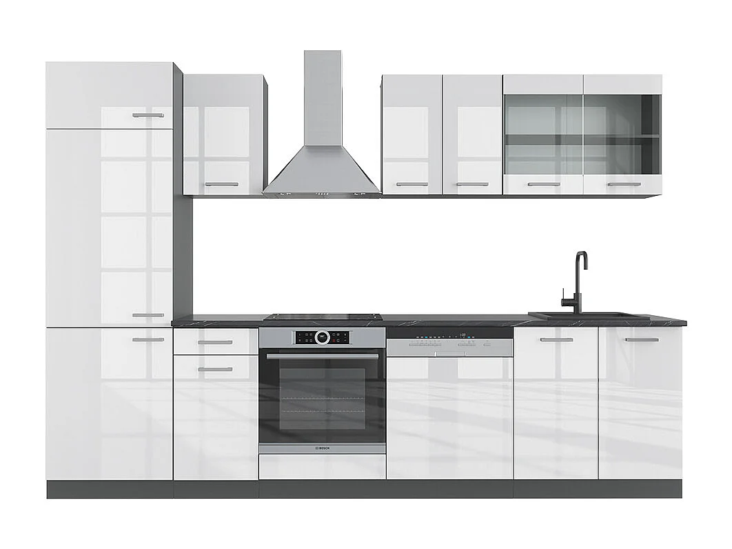 Aneks kuchenny biały wysoki połysk/antracyt 300x60x81.6 r-line 4780847 - obrazek 1