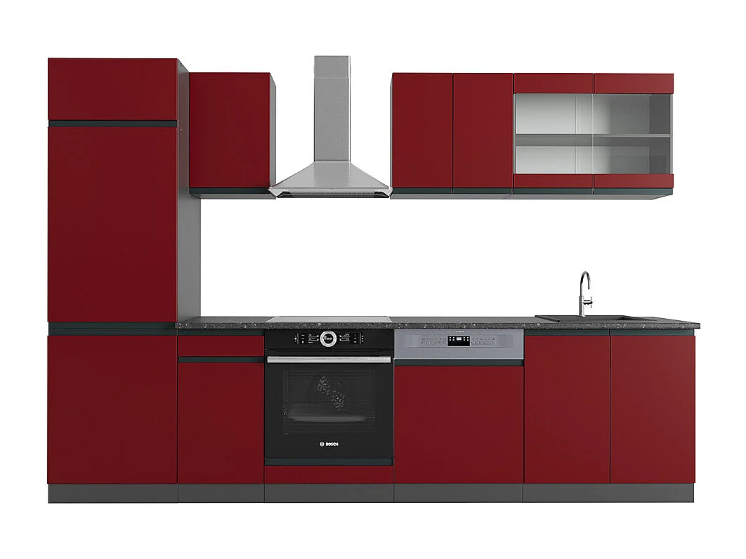 Aneks kuchenny czerwony/antracyt 300x60x81.6 r-line 4781044 - obrazek 1