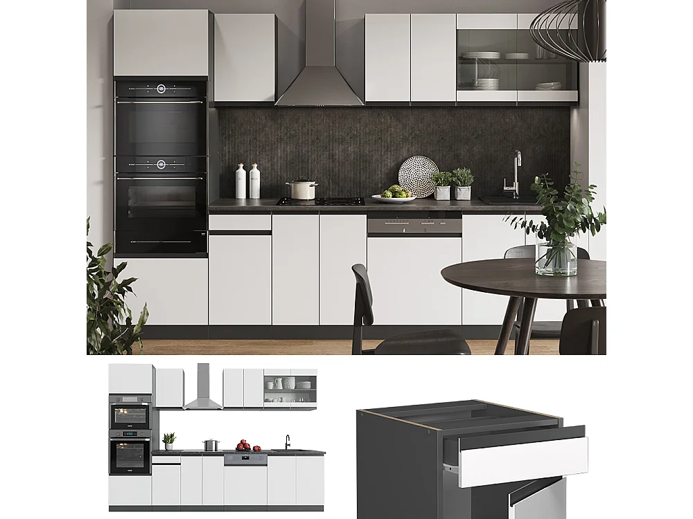 Aneks kuchenny biały/antracyt 300x60x81.6 r-line 4781113 - obrazek 1