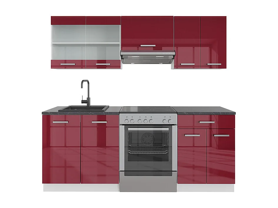 Aneks kuchenny czerwony wysoki połysk/biały 200x60x81.6 r-line 4781184 - obrazek 1