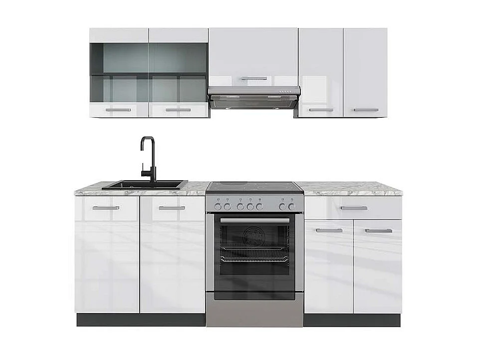 Aneks kuchenny biały wysoki połysk/antracyt 200x60x81.6 r-line 4781365 - obrazek 1