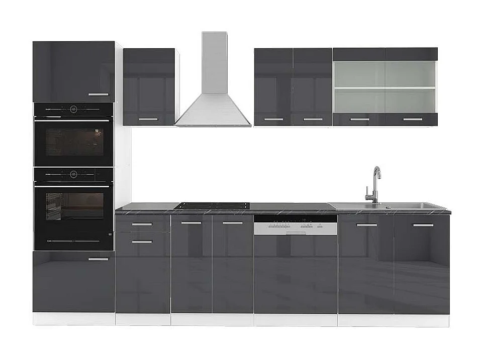 Aneks kuchenny antracytowy wysoki połysk/biały 300x60x81.6 r-line 4781464 - obrazek 1